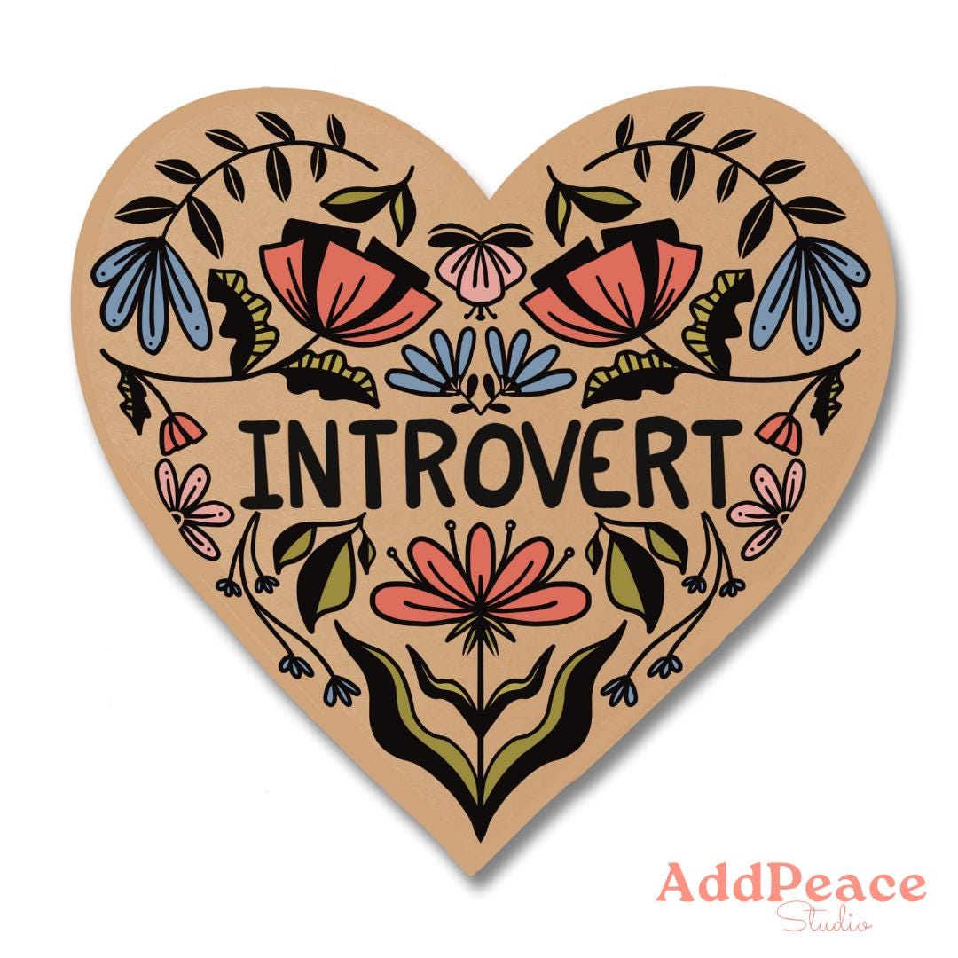 Introvert Heart Floral Vinyl Sticker for Enneagram 5, Enneagram 9