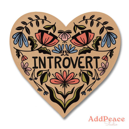 Introvert Heart Floral Vinyl Sticker for Enneagram 5, Enneagram 9