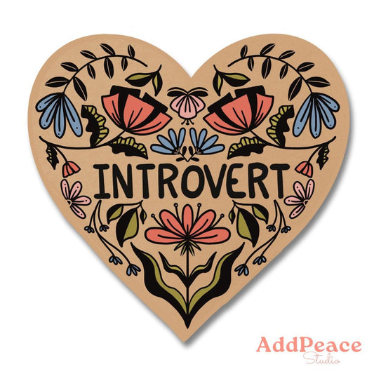 Introvert Heart Floral Vinyl Sticker for Enneagram 5, Enneagram 9