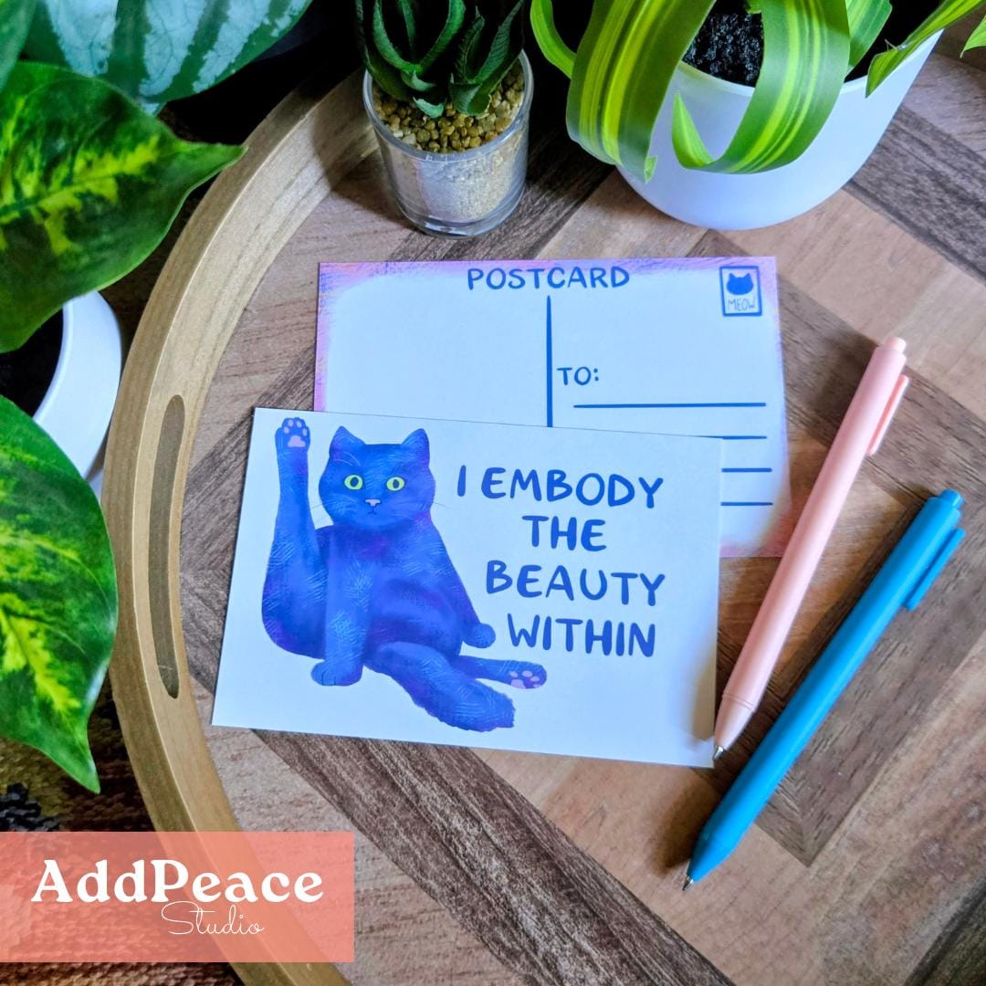 Funny Cat Affirmations 10 Postcard Set