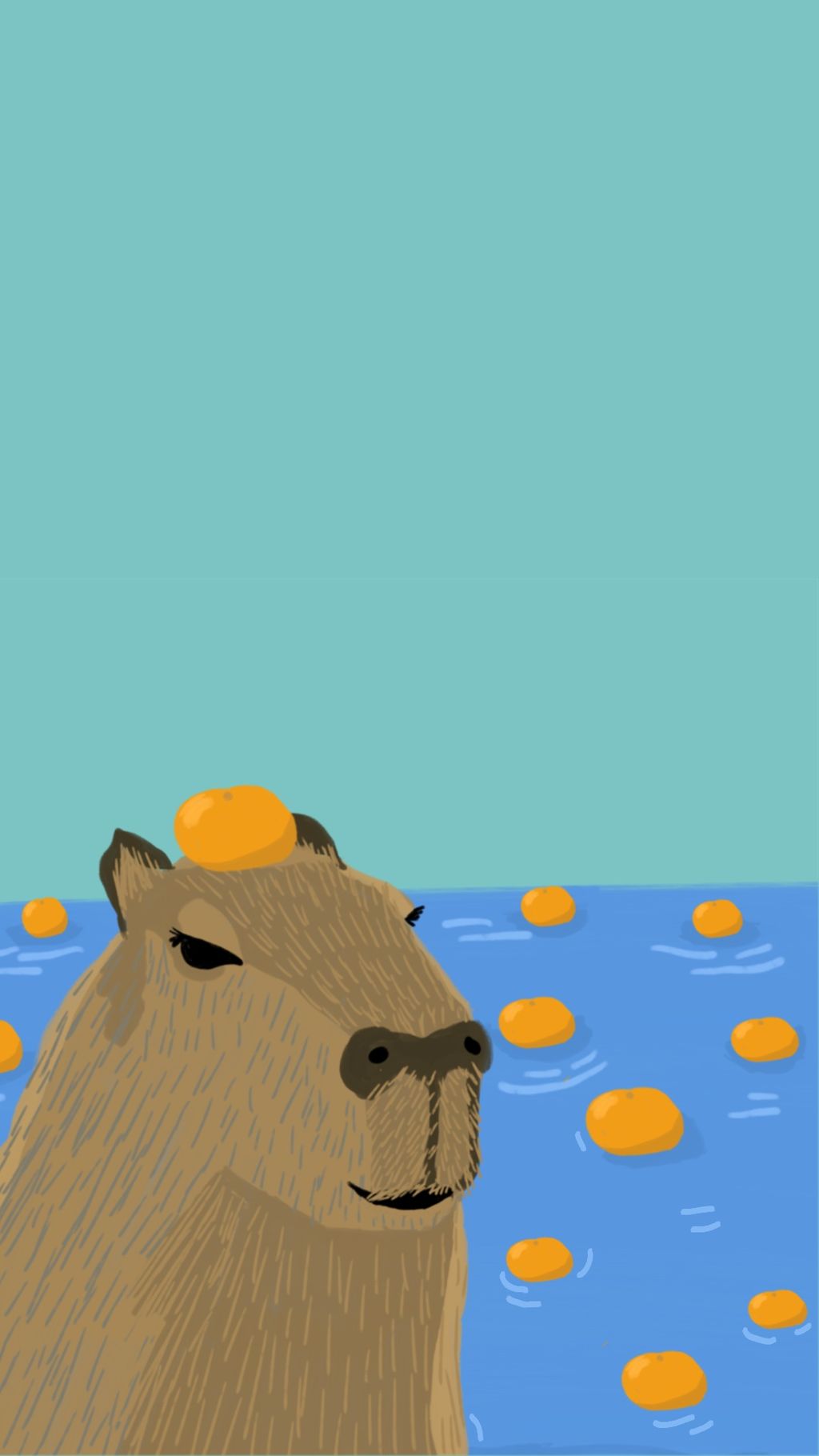 Chill Capybara Phone Wallpaper